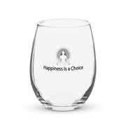 "Happiness is a Choice" Positive Thought Brand Stemless Wine & Cocktail Glass 15 oz