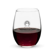 "Happiness is a Choice" Positive Thought Brand Stemless Wine & Cocktail Glass 15 oz