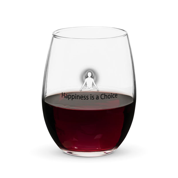 "Happiness is a Choice" Positive Thought Brand Stemless Wine & Cocktail Glass 15 oz
