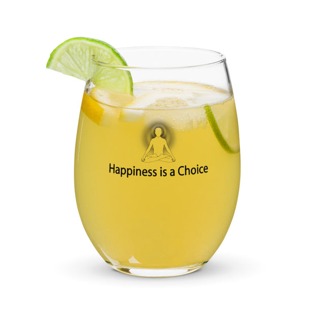 "Happiness is a Choice" Positive Thought Brand Stemless Wine & Cocktail Glass 15 oz