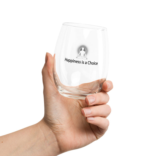 "Happiness is a Choice" Positive Thought Brand Stemless Wine & Cocktail Glass 15 oz