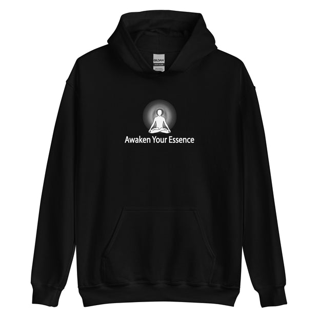 "Awaken Your Essence" Positive Thought Brand Unisex Hoodie (White Lettering)