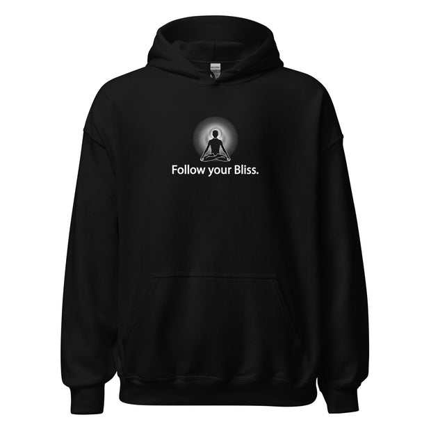 "Follow Your Bliss" Positive Thought Brand Unisex Hoodie (White Graphic)