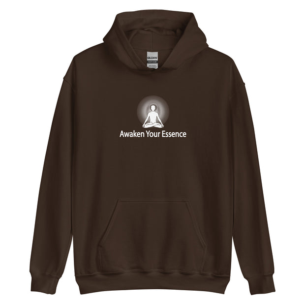 "Awaken Your Essence" Positive Thought Brand Unisex Hoodie (White Lettering)