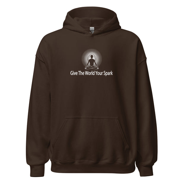 "Give the World Your Spark" Positive Thought Brand Unisex Hoodie (White Graphic)