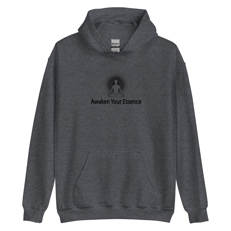"Awaken Your Essence" Positive Thought Brand Unisex Hoodie (Black Lettering)