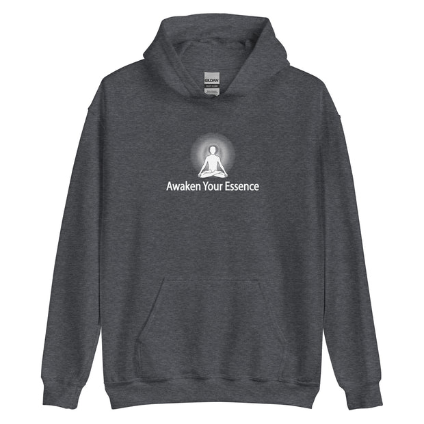 "Awaken Your Essence" Positive Thought Brand Unisex Hoodie (White Lettering)