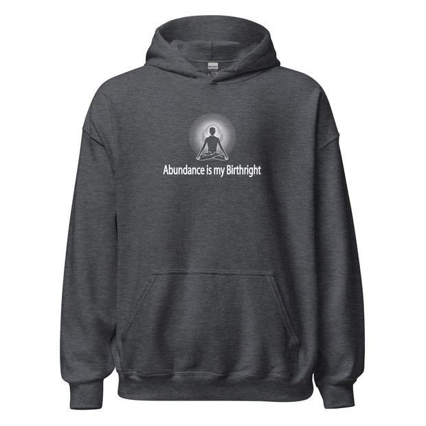 "Abundance is my Birthright" Positive Thought Brand Unisex Hoodie (White Graphic)
