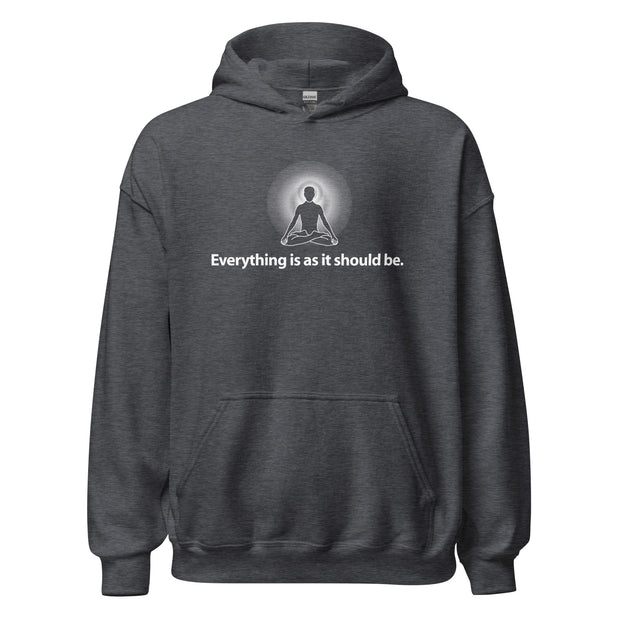 "Everything is as it Should Be" Positive Thought Brand Unisex Hoodie (White Graphic)