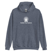"Awaken Your Essence" Positive Thought Brand Unisex Hoodie (White Lettering)