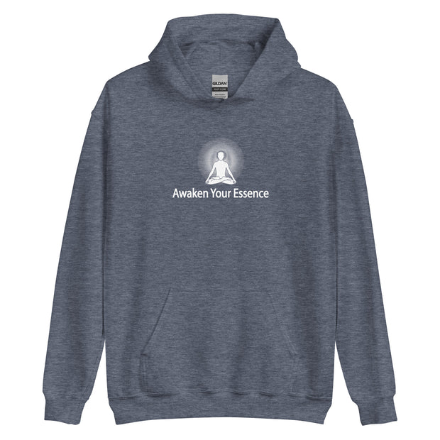 "Awaken Your Essence" Positive Thought Brand Unisex Hoodie (White Lettering)
