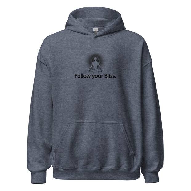 "Follow Your Bliss" Positive Thought Brand Unisex Hoodie (Black Graphic)