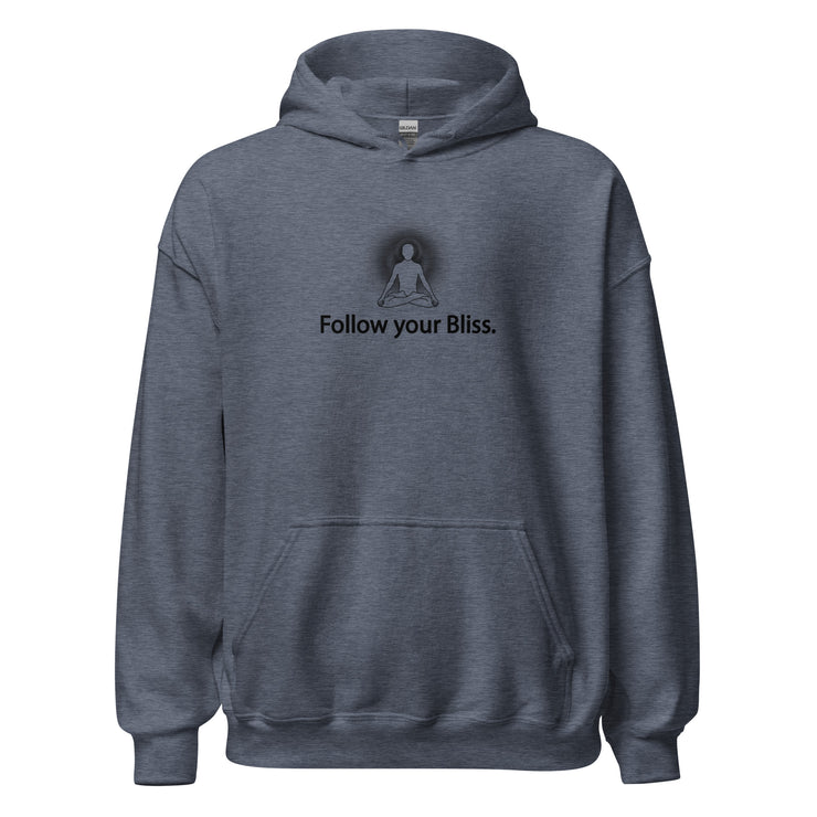 "Follow Your Bliss" Positive Thought Brand Unisex Hoodie (Black Graphic)