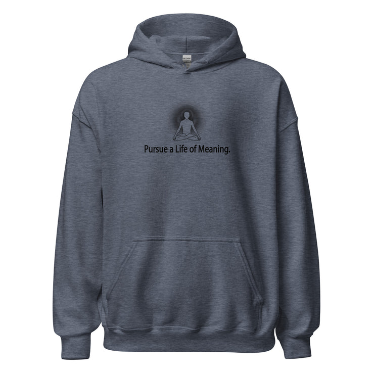 "Pursue a Life of Meaning" Positive Thought Brand Unisex Hoodie (Black Graphic)