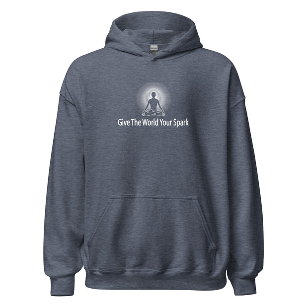 "Give the World Your Spark" Positive Thought Brand Unisex Hoodie (White Graphic)