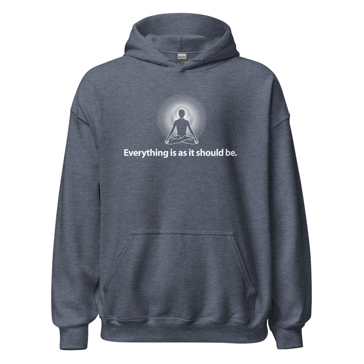 "Everything is as it Should Be" Positive Thought Brand Unisex Hoodie (White Graphic)