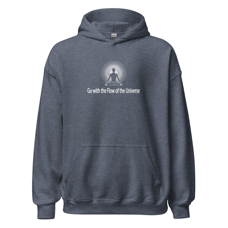 "Go with the Flow of the Universe" Positive Thought Brand Unisex Hoodie (White Graphic)