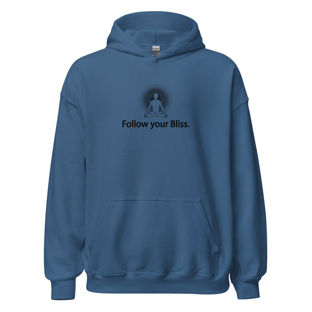 "Follow Your Bliss" Positive Thought Brand Unisex Hoodie (Black Graphic)