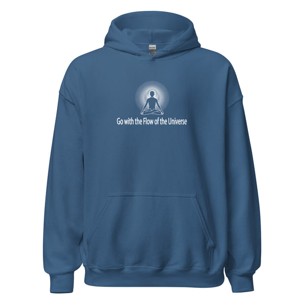 "Go with the Flow of the Universe" Positive Thought Brand Unisex Hoodie (White Graphic)