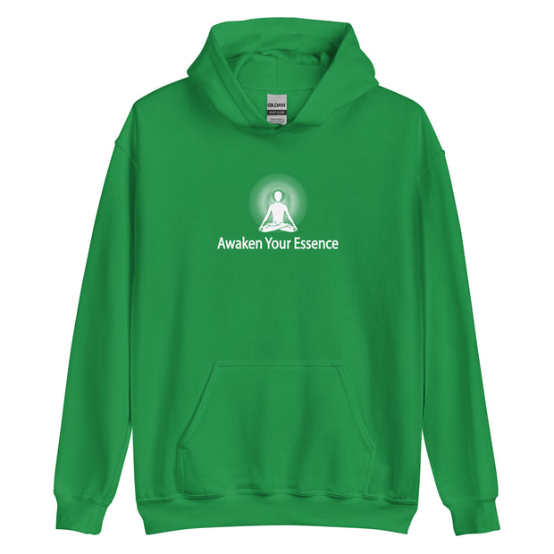 "Awaken Your Essence" Positive Thought Brand Unisex Hoodie (White Lettering)