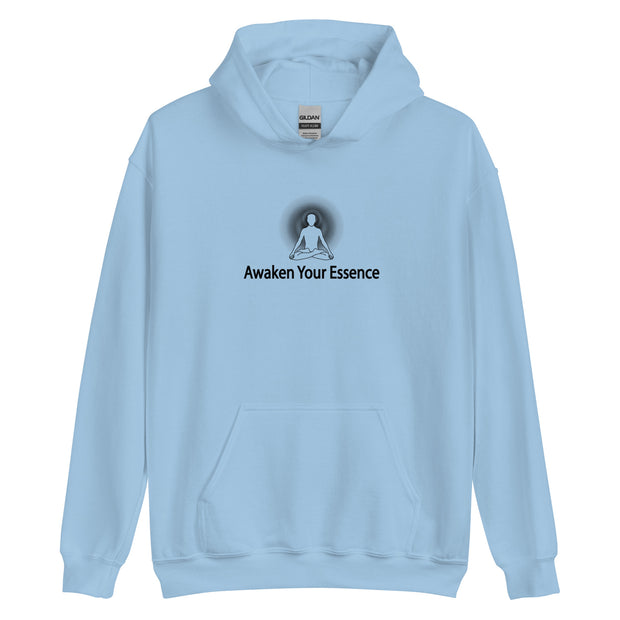 "Awaken Your Essence" Positive Thought Brand Unisex Hoodie (Black Lettering)