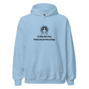 "I am whole, perfect, strong, powerful, loving, harmonious, and happy" Positive Thought Brand Unisex Hoodie (Black Graphic)