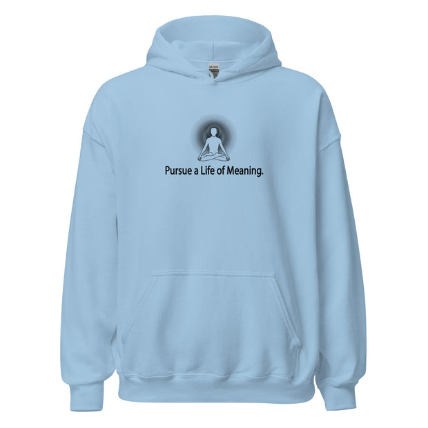 "Pursue a Life of Meaning" Positive Thought Brand Unisex Hoodie (Black Graphic)