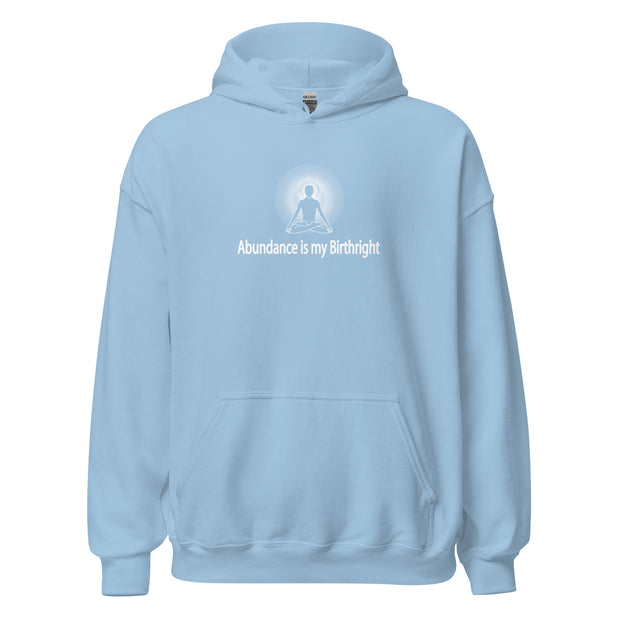"Abundance is my Birthright" Positive Thought Brand Unisex Hoodie (White Lettering)