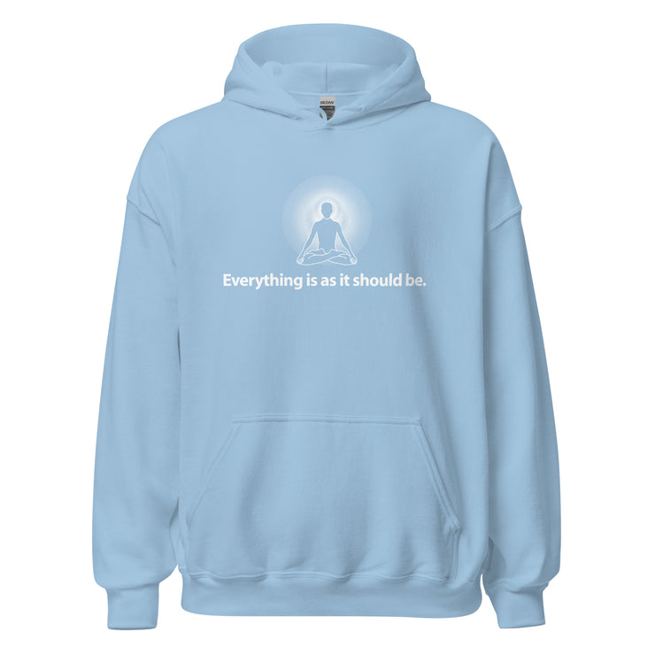 "Everything is as it should be." Positive Thought Brand Unisex Hoodie (White Graphic)