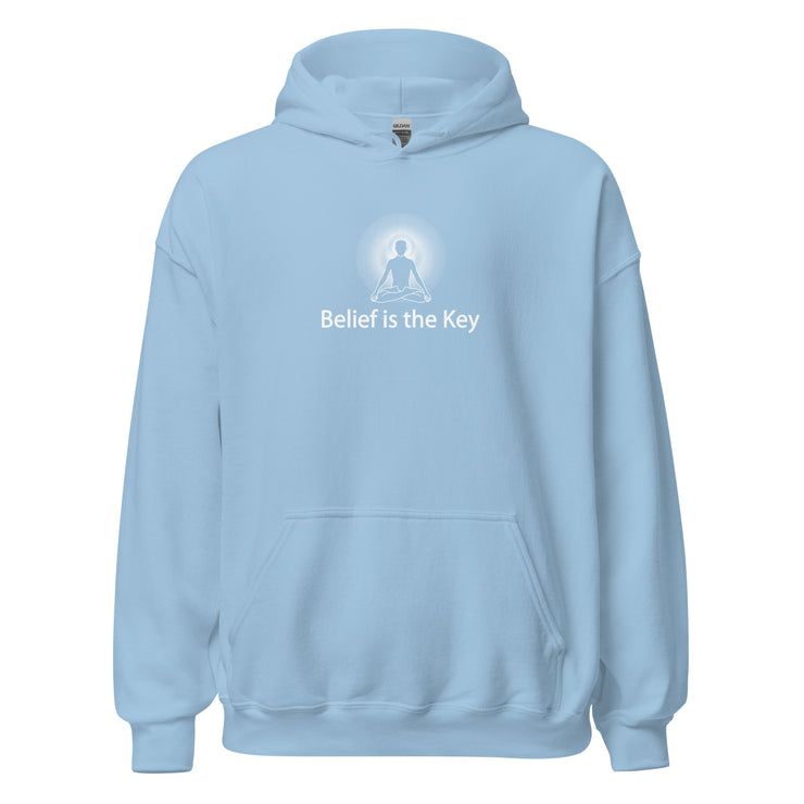 "Belief is the Key" Positive Thought Brand Unisex Hoodie (White Graphic)