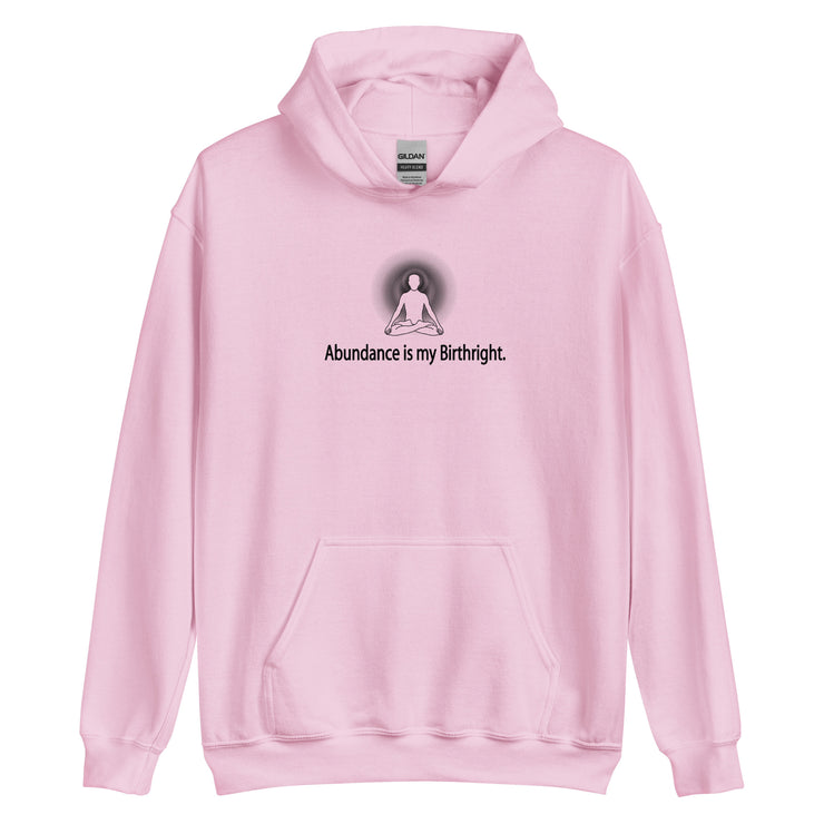 "Abundance is my Birthright" Positive Thought Brand Unisex Hoodie (Black Lettering)