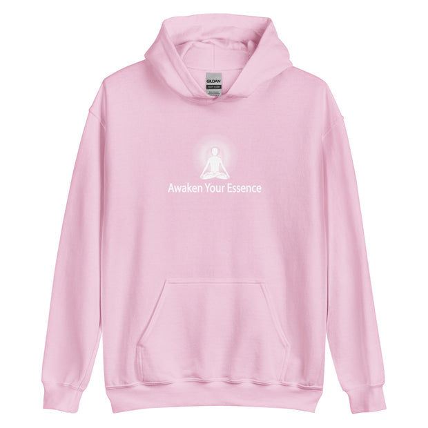 "Awaken Your Essence" Positive Thought Brand Unisex Hoodie (White Lettering)
