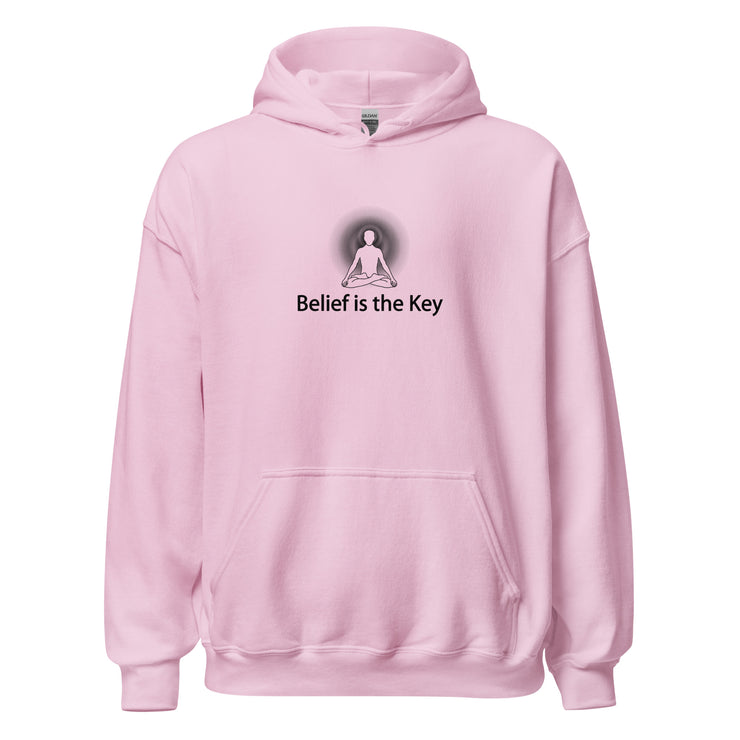 "Belief is the Key" Positive Thought Brand Unisex Hoodie (Black Graphic)