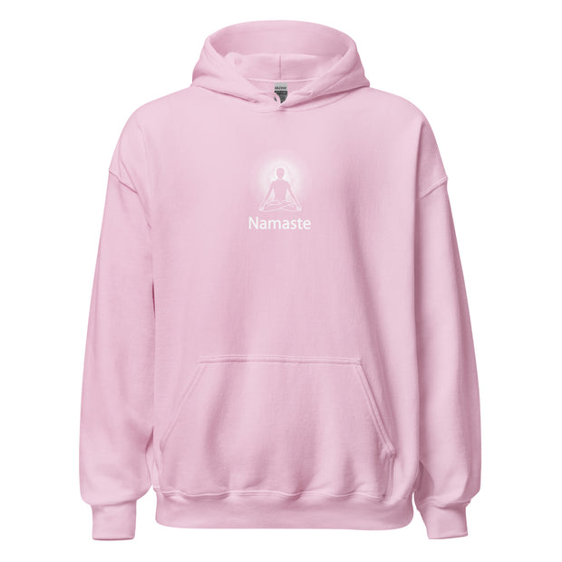 "Namaste" Positive Thought Brand Unisex Hoodie (White Graphic)