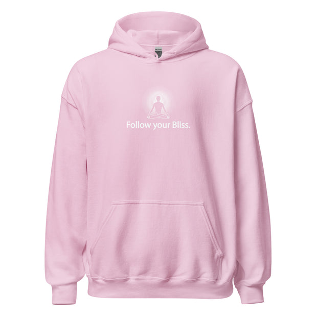 "Follow Your Bliss" Positive Thought Brand Unisex Hoodie (White Graphic)