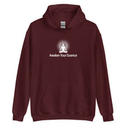 "Awaken Your Essence" Positive Thought Brand Unisex Hoodie (White Lettering)