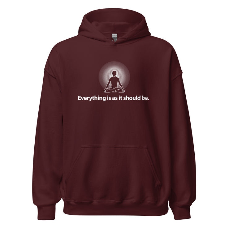 "Everything is as it should be." Positive Thought Brand Unisex Hoodie (White Graphic)