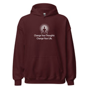 "Change Your Thoughts, Change Your Life" Positive Thought Brand Unisex Hoodie (White Graphic)