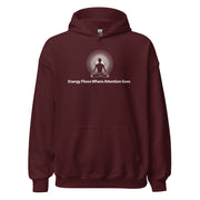 "Energy Flows Where Attention Goes" Positive Thought Brand Unisex Hoodie (White Graphic)