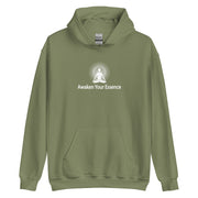 "Awaken Your Essence" Positive Thought Brand Unisex Hoodie (White Lettering)
