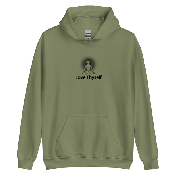 "Love Thyself" Positive Thought Brand Unisex Hoodie (Black Graphic)