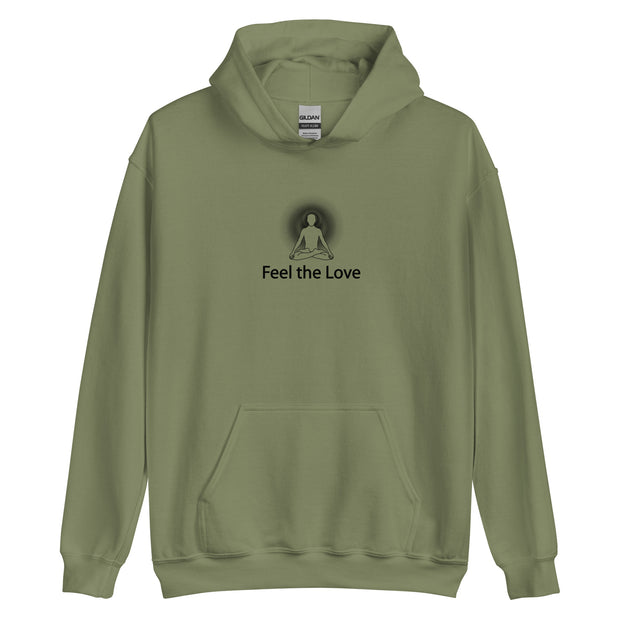 "Feel the Love" Positive Thought Brand Unisex Hoodie (Black Graphic)