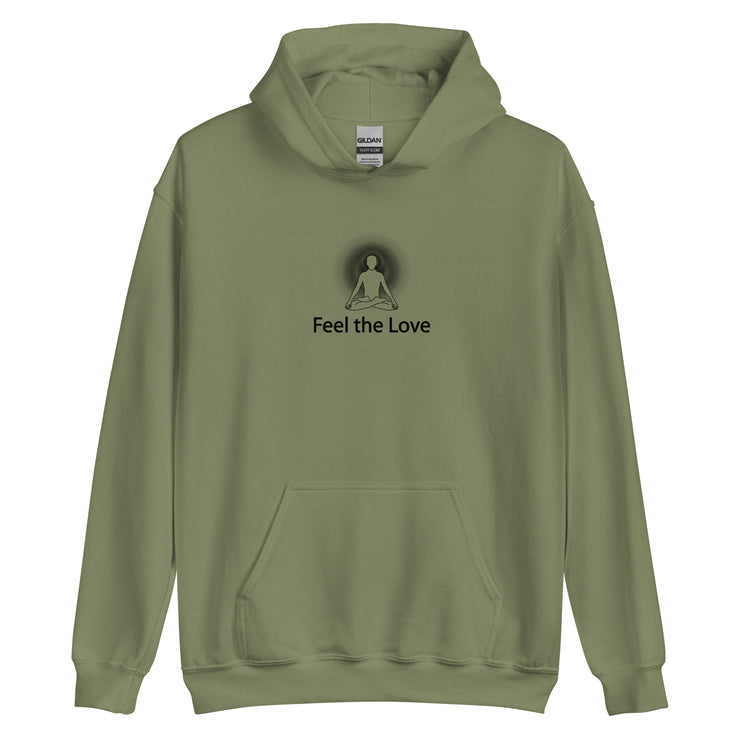 "Feel the Love" Positive Thought Brand Unisex Hoodie (Black Graphic)