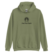 "Free Your Spirit" Positive Thought Brand Unisex Hoodie (Black Graphic)