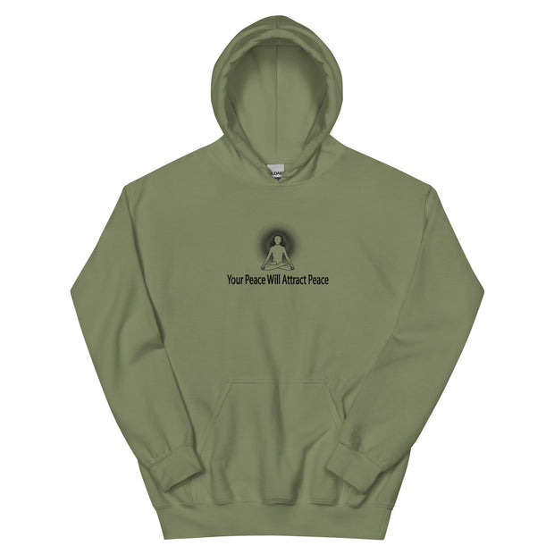 "Your Peace Will Attract Peace" Positive Thought Brand Unisex Hoodie (Black Graphic)