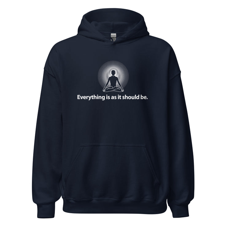 "Everything is as it should be." Positive Thought Brand Unisex Hoodie (White Graphic)