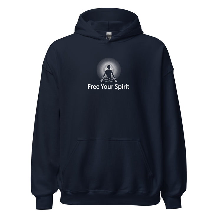 "Free Your Spirit" Positive Thought Brand Unisex Hoodie (White Graphic)