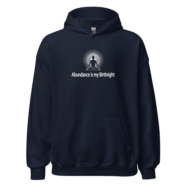 "Abundance is my Birthright" Positive Thought Brand Unisex Hoodie (White Graphic)