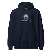 "Belief is the Key" Positive Thought Brand Unisex Hoodie (White Graphic)