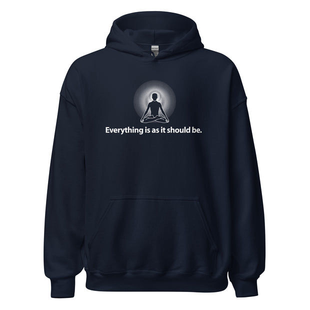 "Everything is as it Should Be" Positive Thought Brand Unisex Hoodie (White Graphic)